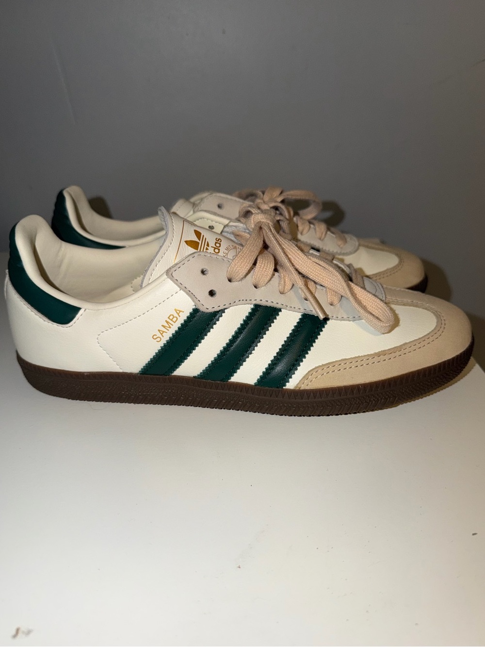 Adidas Samba OG White Green Gum Sole Sneakers Women’s Size 8 EU 40 Preowned